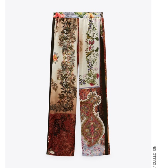 LAST ONE🔥Bloggers Fav| ZARA NWT Patchwork Printed Pants - Picture 11 of 16